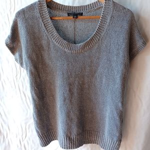 Banana Repulic Silver,Shimmery, Glittery short sleeve sweater size L